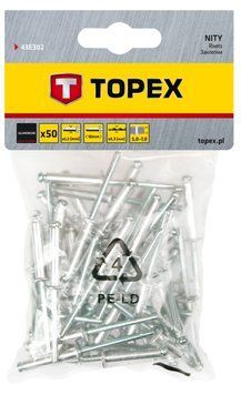 Topex 43E302 Заклепки алюмiнiєвi 3.2 мм x 10 мм, 50 шт.*1 уп. 4.30E+303 фото