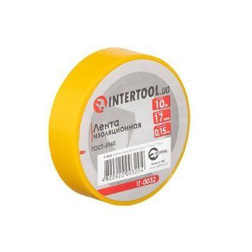 Стрічка ізоляційна 0.15мм*17мм*10м жовта INTERTOOL IT-0032 IT-0032 фото