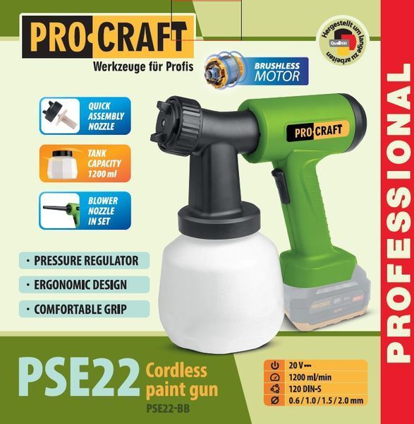 Акумуляторний фарбопульт та повітродувка Procraft PSE22 (без акб та зп) PC-032022 фото