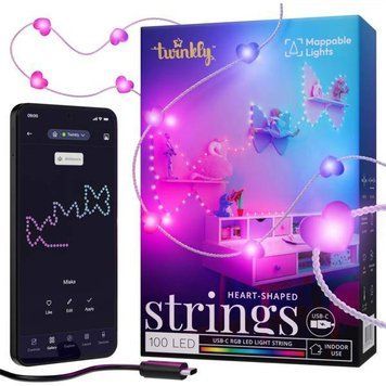 Гірлянда Smart LED Twinkly Candle Heart RGB 100 IP20 USB-C кабель прозорий TWKH100RGB-T фото