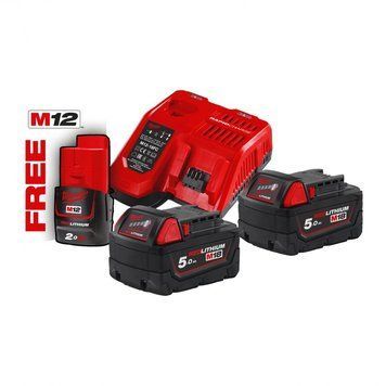 Зарядний пристрій + акумулятор Milwaukee Li-Ion M18 NRG-502 В5 2 шт. M12-18FC M12 (4933459217) 4933459217 фото