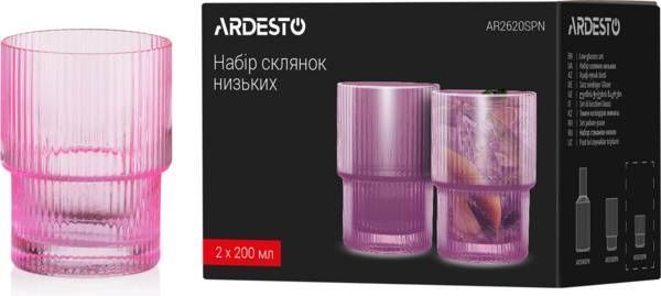 Набір склянок низьких Ardesto, 200мл, 2шт, рожевий (AR2620SPN) AR2620SPN фото