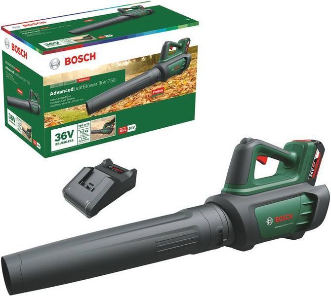 Аккумуляторная воздуходувка Bosch AdvancedLeafBlower 36V-750 + 1 x аккумулятор 36V 2.0 Ah + Зарядное устройство для AL 36V-20 (06008C6000) 0.600.8C6.001 фото