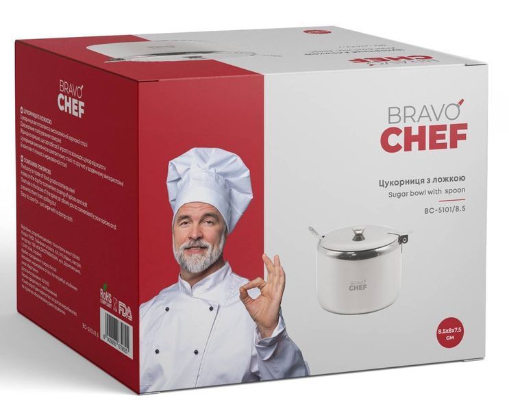 Цукорниця BRAVO CHEF з ложкою 8.5 см (BC-5101/8.5) BC-5101/8.5 фото