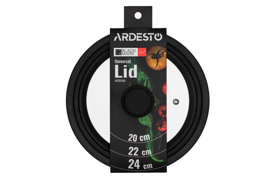 Крышка универсальная Ardesto Black Mars Smart 20/22/24 см, стекло, силикон (AR2024UL) AR2024UL фото