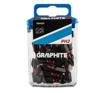 Біти ударні GRAPHITE PH2 x 25 мм, 20 шт. 56H531 фото
