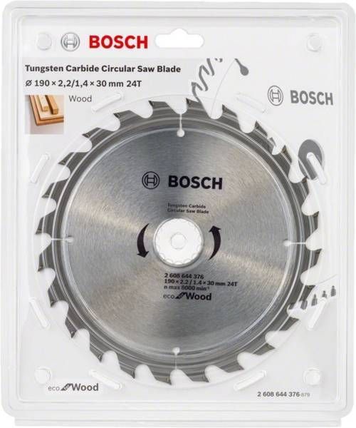 Диск пильний Bosch optiline Eco, 190x30мм, 24T (2.608.644.376) 2.608.644.376 фото