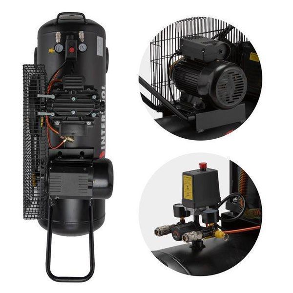 Компрессор 100 л, 1.8 кВт, 220 В, 10 атм, 250 л/мин. INTERTOOL PT-0012 PT-0012 фото