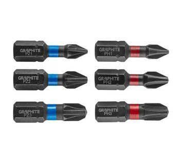 Біти ударні GRAPHITE PH1 / 2/3, PZ1/2/3 x 25 мм, 6 шт. 56H540 фото