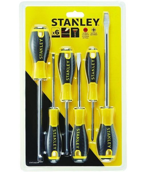 Stanley Набір викруток "ESSENTIAL", 6 штук: PH1 x 75мм, PH2 x 100мм, Sl: 5.5 x 100мм, 4 x 100мм, 6.5 STHT0-60209 фото