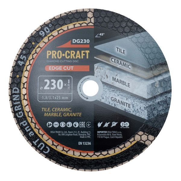 Алмазний диск Procraft DG230 230мм 22,23мм 3.1 мм PC-DG2300 фото