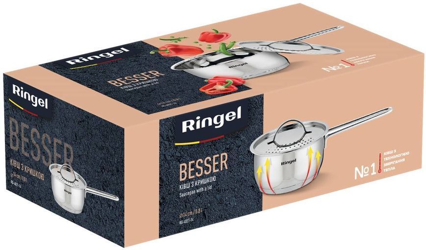 Ківш RINGEL Besser 14 см (0.8л) з кришкою нерж (RG-4021-14) RG-4021-14 фото