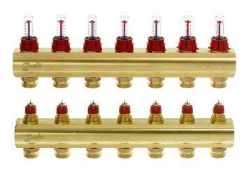Коллектор теплого пола Danfoss FHF-7F c ротаметрами (088U0527) 088U0527 фото