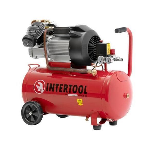 Компресор 50 л, 4 HP, 3 кВт, 220 В, 10 aтм, 420 л/хв, 2 циліндри. INTERTOOL PT-0007 PT-0007 фото