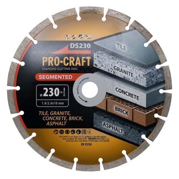 Алмазний диск Procraft DS230 230мм 22,23мм 2.6 мм PC-DS2300 фото