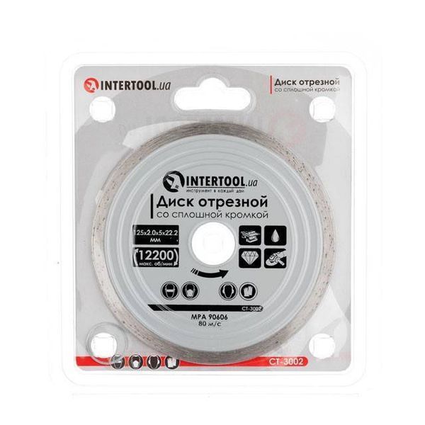 Диск алмазный отрезной со сплошной кромкой по плитке 125 мм, 16-18% INTERTOOL CT-3002 CT-3002 фото