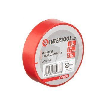Стрічка ізоляційна, 17 мм * 10 м * 0.15 мм, червона INTERTOOL IT-0030 IT-0030 фото