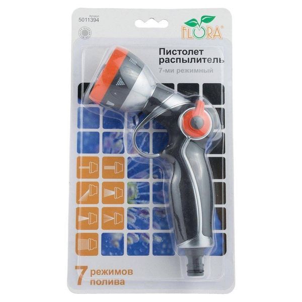 Пистолет-распылитель 7-ми режимный плавающий курок (AL+TPR) FLORA (5011394) SG-5011394 фото