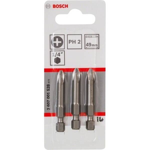 Біти Bosch Extra-Hart PH2, 49мм, 3шт (2.607.001.528) 2.607.001.528 фото