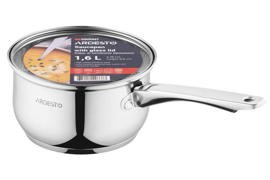 Ківш Ardesto Gemini Gourmet Spoleto, 1.6 л, нержавіюча сталь (AR1916GSS) AR1916GSS фото