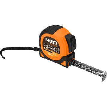 Рулетка Neo Tools Super Black, 10мx25мм, з фіксатором змотування, магніт 67-245 фото