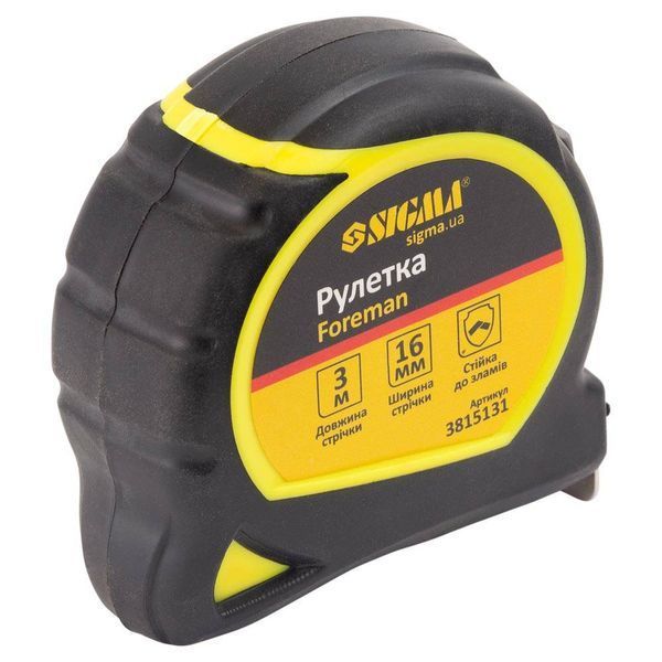 Рулетка Foreman 3м&times;16мм (без шнурка для утримання) SIGMA (3815131) SG-3815131 фото
