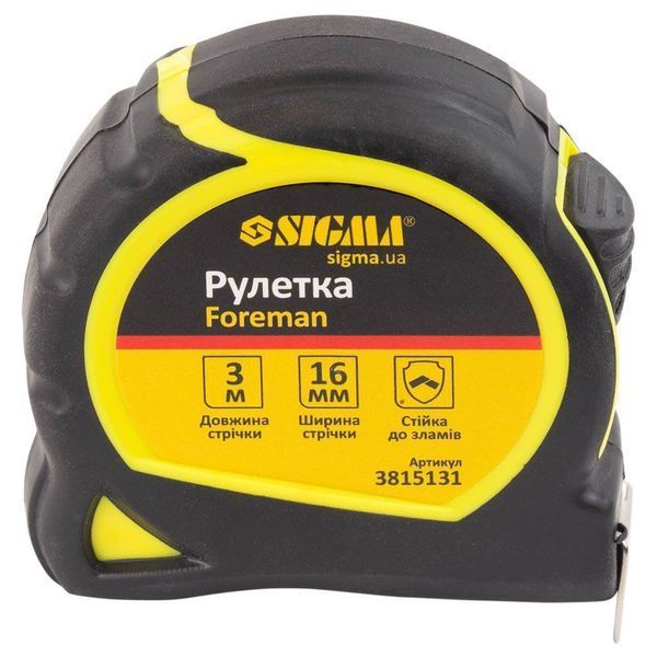 Рулетка Foreman 3м&times;16мм (без шнурка для утримання) SIGMA (3815131) SG-3815131 фото