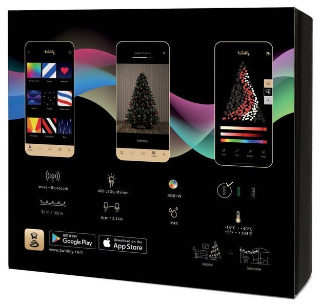 Smart LED Гірлянда Twinkly Strings RGBW 400, Gen II, IP44, довжина 32м, кабель чорний TWS400SPP-BEU фото