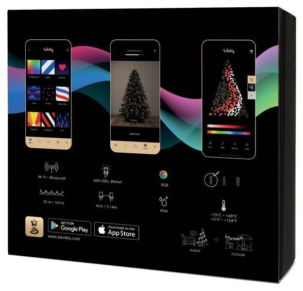 Smart LED Гірлянда Twinkly Strings RGB 400, Gen II, IP44, довжина 32м, кабель чорний TWS400STP-BEU фото