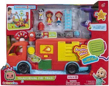 Игровой набор Пожарная машина-трансформер с аксессуарами CoComelon Feature Vehicle Deluxe Transforming Fire Truck CMW0220 фото