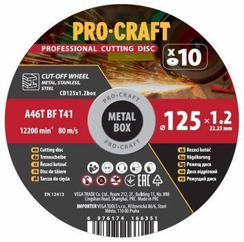 Диск отрезной Procraft CD125x1.2b 125 мм 1,2 мм 22,2 мм 10 шт/уп PC-012513 фото