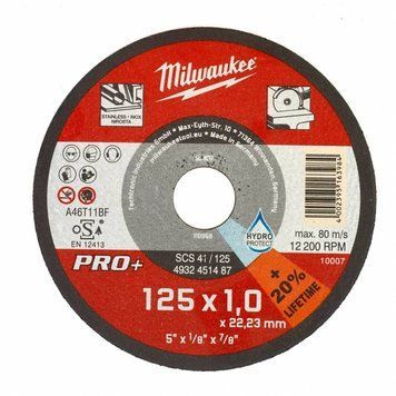 Диск відрізний Milwaukee по металу PRO+, 125х1х22.2мм 4932451487 фото