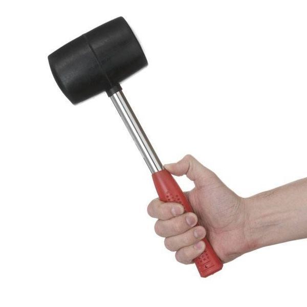 Киянка гумова 900г.90 мм,чорна гума,металева ручка INTERTOOL HT-0233 HT-0233 фото