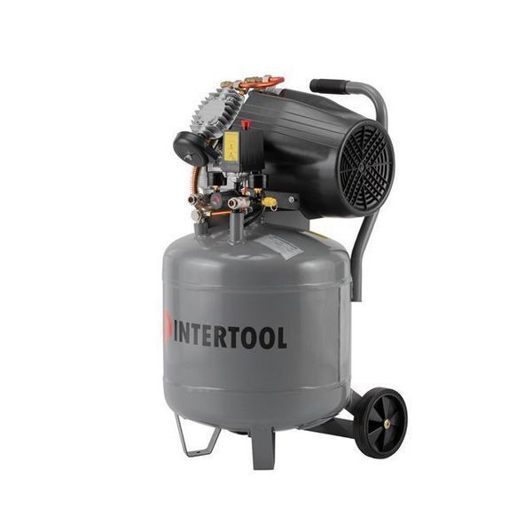 Компресор 80л, вертикальний, 2.2 кВт, 220 В, 8 aтм, 354 л/хв. 2 циліндри INTERTOOL PT-0018 PT-0018 фото