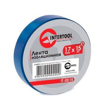Стрічка ізоляційна, 17 мм * 15 м * 0.15 мм, синя INTERTOOL IT-0015 IT-0015 фото