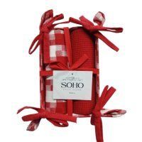 Кухонний текстиль SOHO Наб. руш. 40*60см бавовна 100% White&Red 2шт. BS 88005B фото