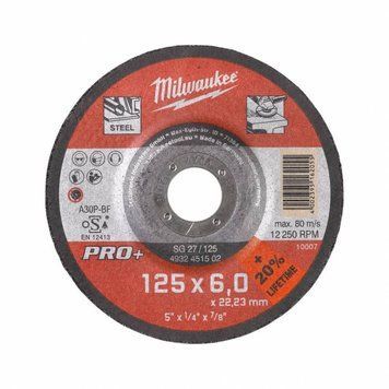 Диск шліфувальний Milwaukee по металу PRO+, 125х6х22.23мм 4932451502 фото