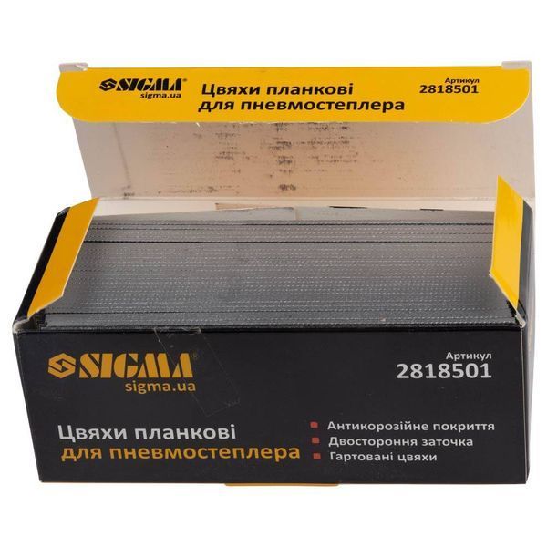 Цвяхи планкові 50&times;1.25&times;1мм для пневмостеплера 5000шт SIGMA (2818501) SG-2818501 фото