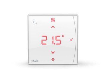 Терморегулятор Danfoss Icon2 Featured RT, IR датчик, +5...35 &deg;C, программируемый, беспроводной, накладной, 3В, белый 088U2122 фото
