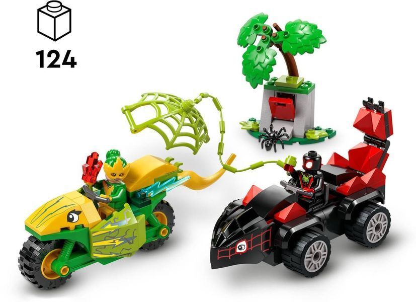 Конструктор LEGO Spidey Перегони на електромобілях з динозаврами 11198 фото