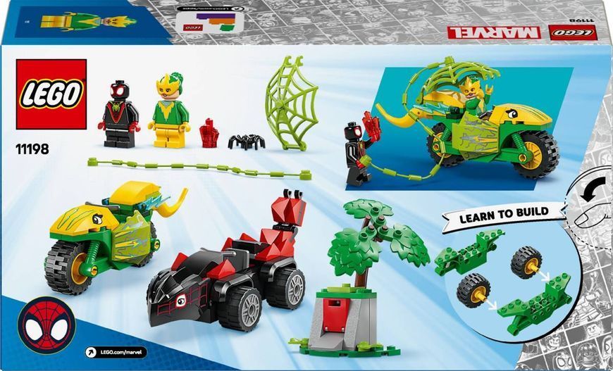 Конструктор LEGO Spidey Перегони на електромобілях з динозаврами 11198 фото