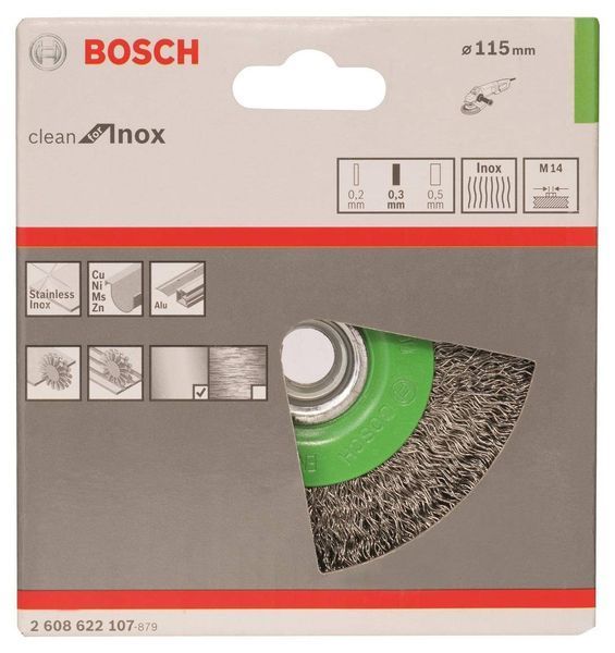 Щітка дискова Bosch нержавіюча 115мм, 0.3мм, M14 (2.608.622.107) 2.608.622.107 фото