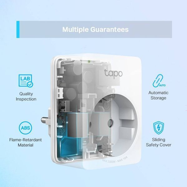 TP-Link Смарт-розетка Tapo P100 2 шт/пак N300 BT 10A TAPO-P100-2-PACK фото