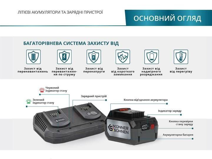 Акумулятор Konner&Sohnen KS 20V4-1, 20В, 4А&middot;год, 0.79кг KS20V4-1 фото