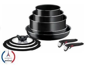 Набор посуды Tefal Ingenio Easy Cook & Clean, 10 предметов, алюминий, нержавеющая сталь, бакелит, черный L1539053 фото