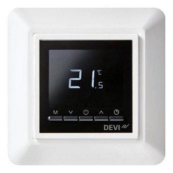 Терморегулятор электронный DEVI Devireg Opti, 2" экран, 85х85мм, макс. 13A, белый (140F1055) 140F1055 фото