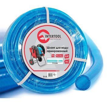 Шланг для води 3 шаровий, синій, 3/4", 10 м, армований, PVC INTERTOOL GE-4071 GE-4071 фото