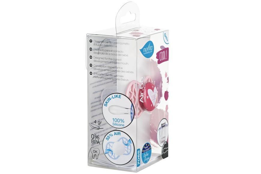 Пустышка симметричная Nuvita NV7065 Air55 Cool 0m + "LOVE" розово-персиковая (NV7065PR) NV7065PR фото