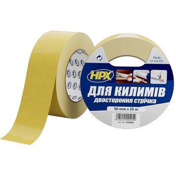 Стрічка двохстороння для фіксації килимків HPX CT5025 CARPET TAPE 50мм х 25м 99-00023194 фото