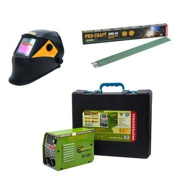 Зварювальний апарат Procraft SP295 (КЕЙС) + Маска SHP90-30 NEW + Електроди Procraft AHO36 1кг 3мм PC-295369 фото